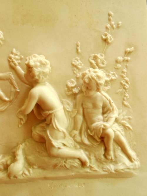 Antique style plaque "Children Playing"