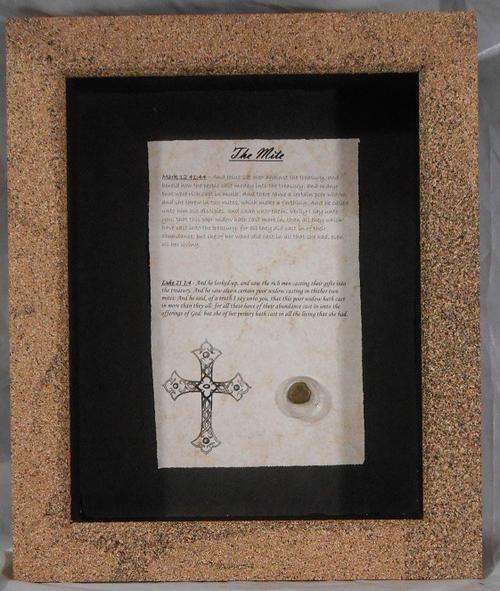 FRAMED ancient Jewish coins, "Widow Mite" bronze prutah over 2000 years old