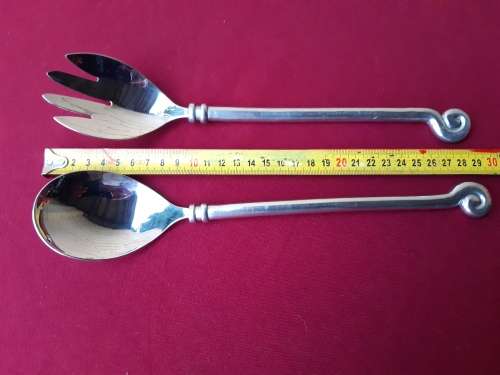 STUNNING CARROL BOYES PEWTER SALAD SERVER SET IN EXCELLENT CONDITION