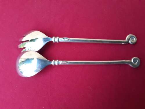 STUNNING CARROL BOYES PEWTER SALAD SERVER SET IN EXCELLENT CONDITION