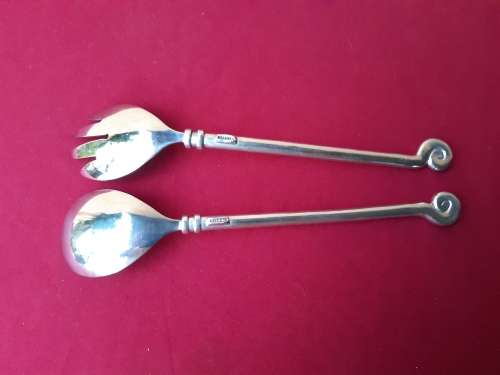 STUNNING CARROL BOYES PEWTER SALAD SERVER SET IN EXCELLENT CONDITION