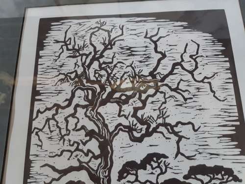 STUNNING GREGOIRE BOONZAIER BLACK AND WHITE LINOCUT