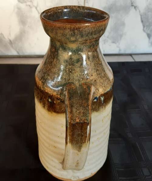 TIM MORRIS:  RARE AND AWESOME ANTIQUE LARGE LIDDED POTTERY JUG/PITCHER, CLEARLY MARKED