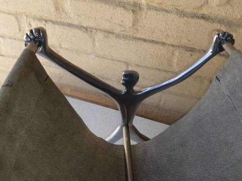 CARROLL BOYES:  GORGEOUS MAN DESIGN AND GRAY LEATHER MAGAZINE STAND IN GREAT CONDITION