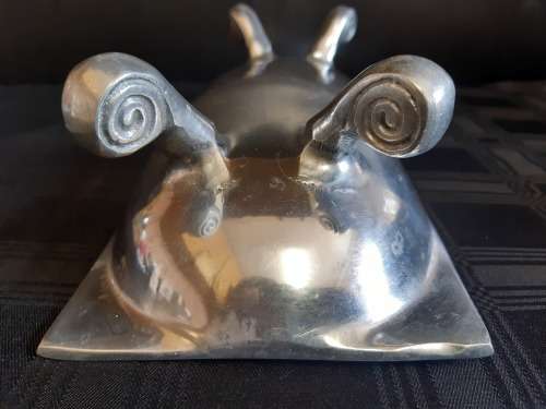 BEAUTIFUL ELONGATED SILVER METAL BOWL IN THE STYLE OF CARROL BOYES