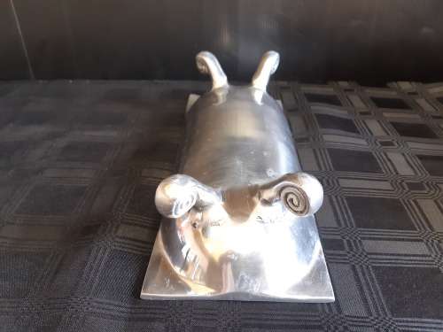 BEAUTIFUL ELONGATED SILVER METAL BOWL IN THE STYLE OF CARROL BOYES