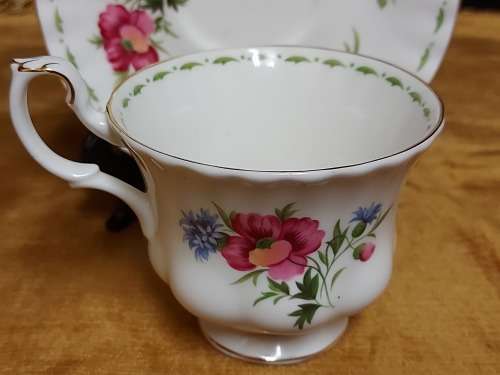 BEAUTIFUL ROYAL ALBERT BONE CHINA FLOWER OF THE MONTH AUGUST TEA DUO