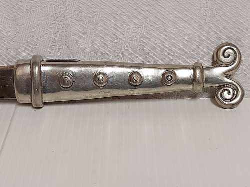 CARROLL BOYES FUNCTIONAL ART:  VINTAGE EARLY DESIGN PEWTER AND STAINLESS STEEL LETTER OPENER