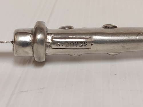 CARROLL BOYES FUNCTIONAL ART:  VINTAGE EARLY DESIGN PEWTER AND STAINLESS STEEL LETTER OPENER