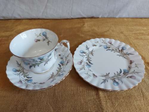 BEAUTIFUL ROYAL ALBERT BONE CHINA BRIGADOON TEA TRIO