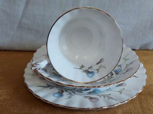 BEAUTIFUL ROYAL ALBERT BONE CHINA BRIGADOON TEA TRIO