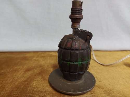 STUNNING AND QUIRKY BRONZE HAND GRENADE TABLE LAMP IN WORKING CONDITION