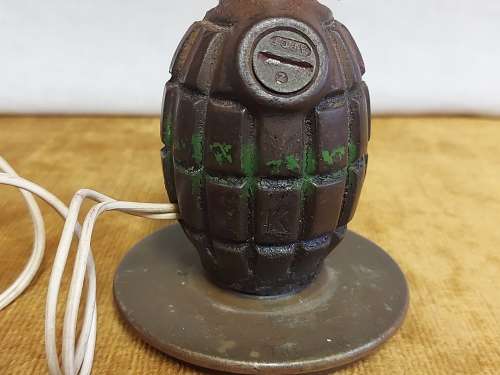 STUNNING AND QUIRKY BRONZE HAND GRENADE TABLE LAMP IN WORKING CONDITION