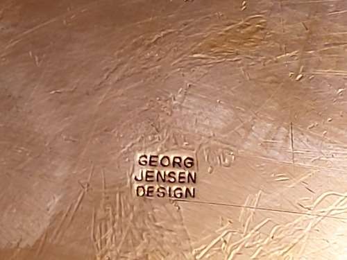 GREAT FIND!  VINTAGE GEORG JENSEN TAVERNA DESIGN SOLID, THICK COPPER POT WITH A SILVER LINING