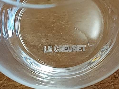 LE CREUSET:  STUNNING SET OF 4 CLEAR VERY DELICATE TUMBLERS