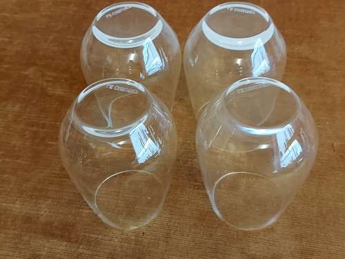 LE CREUSET:  STUNNING SET OF 4 CLEAR VERY DELICATE TUMBLERS