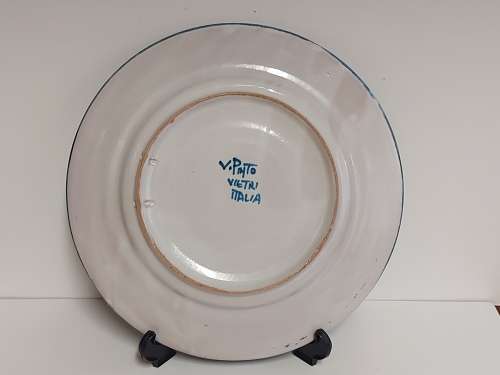 BEAUTIFUL VINTAGE MID-CENTURY V PINTO VIETRI MADE IN ITALY PLATE - STUNNING FLORAL AND EQUINE DESIGN