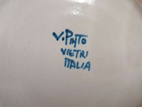 BEAUTIFUL VINTAGE MID-CENTURY V PINTO VIETRI MADE IN ITALY PLATE - STUNNING FLORAL AND EQUINE DESIGN