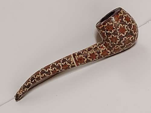 GREAT FIND! PERSIAN MARQUETRY KHATAM KARI HIGHLY DECORATED TOBACCO PIPE