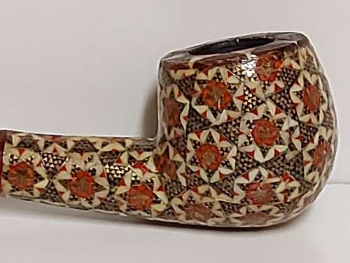 GREAT FIND! PERSIAN MARQUETRY KHATAM KARI HIGHLY DECORATED TOBACCO PIPE