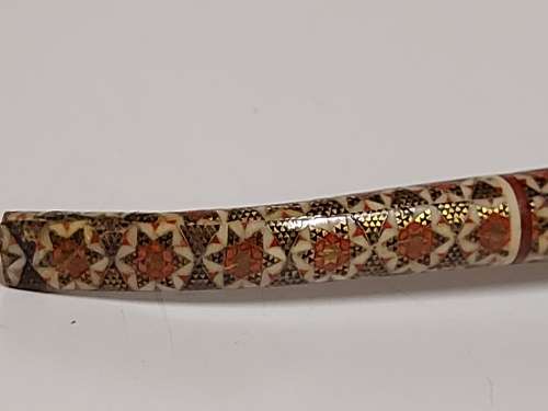 GREAT FIND! PERSIAN MARQUETRY KHATAM KARI HIGHLY DECORATED TOBACCO PIPE