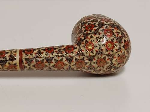 GREAT FIND! PERSIAN MARQUETRY KHATAM KARI HIGHLY DECORATED TOBACCO PIPE