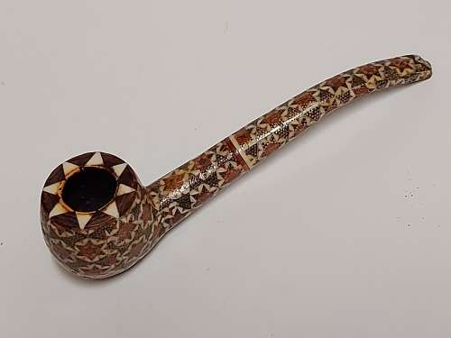 GREAT FIND! PERSIAN MARQUETRY KHATAM KARI HIGHLY DECORATED TOBACCO PIPE