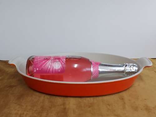 VINTAGE LARGE LE CREUSET MADE IN FRANCE ENAMELED CAST IRON OVAL OVEN DISH, NO 36