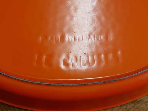 VINTAGE LARGE LE CREUSET MADE IN FRANCE ENAMELED CAST IRON OVAL OVEN DISH, NO 36