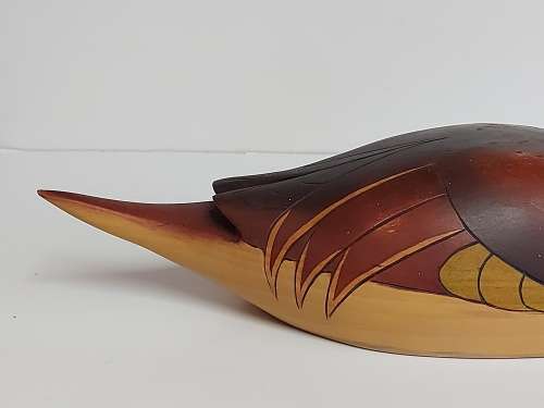 HIGHLY COLLECTIBLE FEATHERS OF KNYSNA LIMITED EDITION WOODEN PINTAIL DUCK, HAND CARVED AND PAINTED
