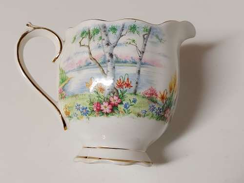 STUNNING ROYAL ALBERT SILVER BIRCH BONE CHINA CREAMER