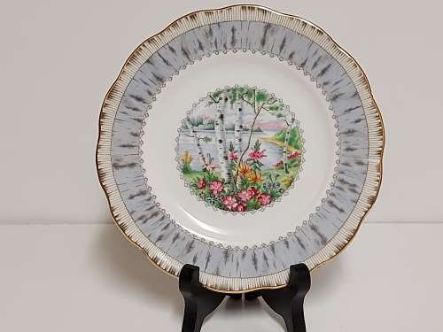 STUNNING ROYAL ALBERT SILVER BIRCH BONE CHINA TEA TRIO