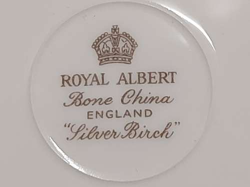 STUNNING ROYAL ALBERT SILVER BIRCH BONE CHINA TEA TRIO