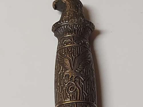 ORIENTAL DAGGER WITH A BRASS/BRONZE EAGLE MOTIF HILT AND A SOLID CHINA STAINLESS STEEL BLADE