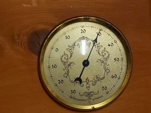 BAROMASTER MADE IN FRANCE WOOD AND BRASS BAROMETER AND THERMOMETER