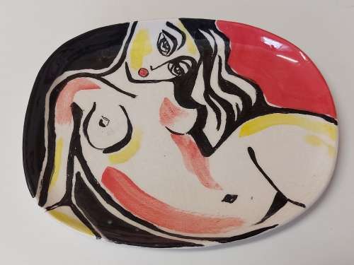 GORGEOUS CONTEMPORARY ART CERAMIC PLATE, SIGNED BY THE ARTIST