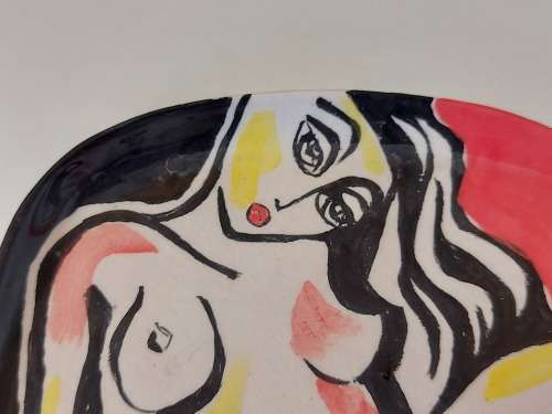 GORGEOUS CONTEMPORARY ART CERAMIC PLATE, SIGNED BY THE ARTIST