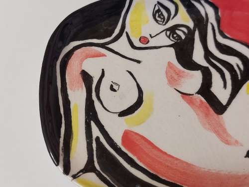 GORGEOUS CONTEMPORARY ART CERAMIC PLATE, SIGNED BY THE ARTIST