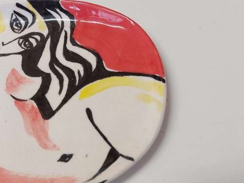 GORGEOUS CONTEMPORARY ART CERAMIC PLATE, SIGNED BY THE ARTIST