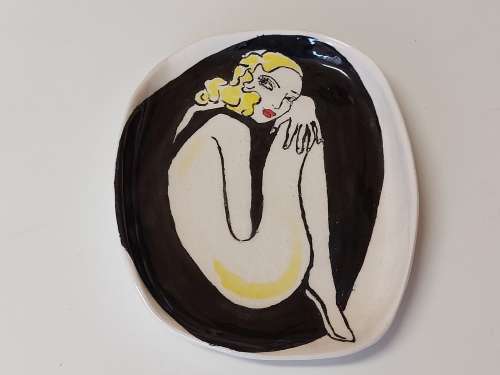 GORGEOUS CONTEMPORARY ART CERAMIC PLATE, SIGNED BY THE ARTIST
