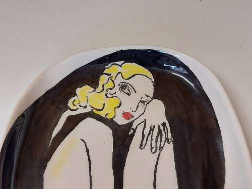 GORGEOUS CONTEMPORARY ART CERAMIC PLATE, SIGNED BY THE ARTIST