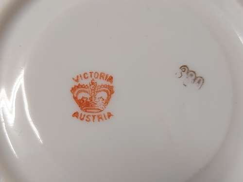 AWESOME RARE VINTAGE VICTORIA AUSTRIA FLOW BLUE CUP AND SAUCER