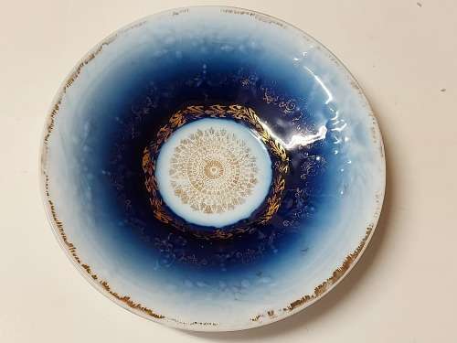 AWESOME RARE VINTAGE VICTORIA AUSTRIA FLOW BLUE CUP AND SAUCER