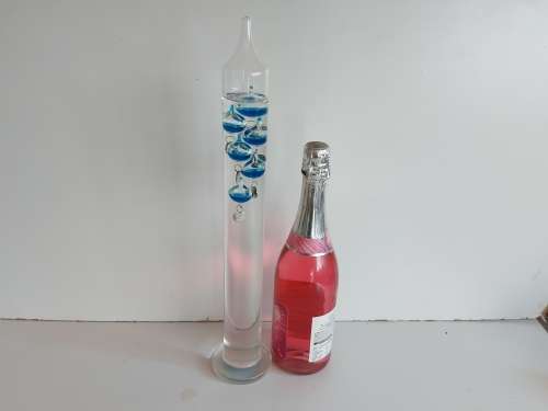 BEAUTIFUL TALL GALILEO GLASS FLOATING THERMOMETER