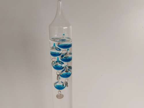 BEAUTIFUL TALL GALILEO GLASS FLOATING THERMOMETER