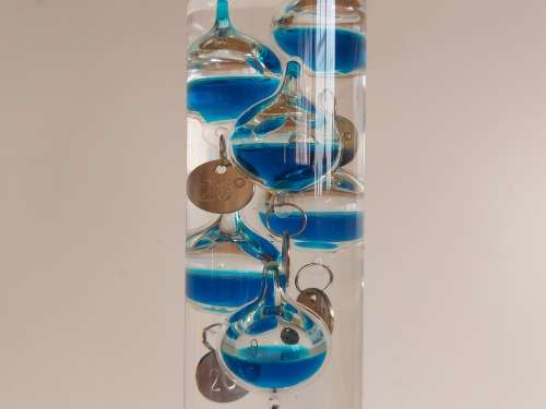 BEAUTIFUL TALL GALILEO GLASS FLOATING THERMOMETER