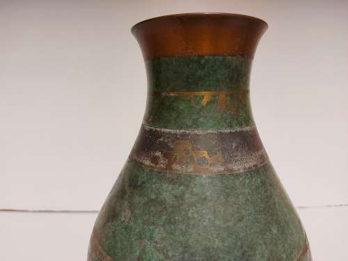 WMF IKORA ART DECO 1920s PATINATED BRONZE VASE, MARKED AT THE BASE