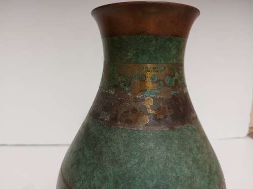 WMF IKORA ART DECO 1920s PATINATED BRONZE VASE, MARKED AT THE BASE