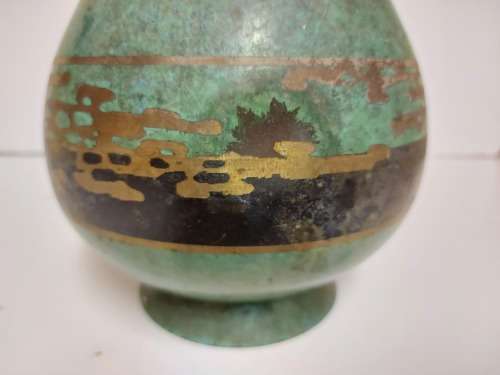 WMF IKORA ART DECO 1920s PATINATED BRONZE VASE, MARKED AT THE BASE