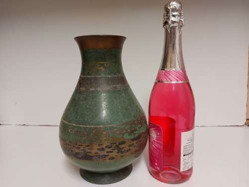 WMF IKORA ART DECO 1920s PATINATED BRONZE VASE, MARKED AT THE BASE